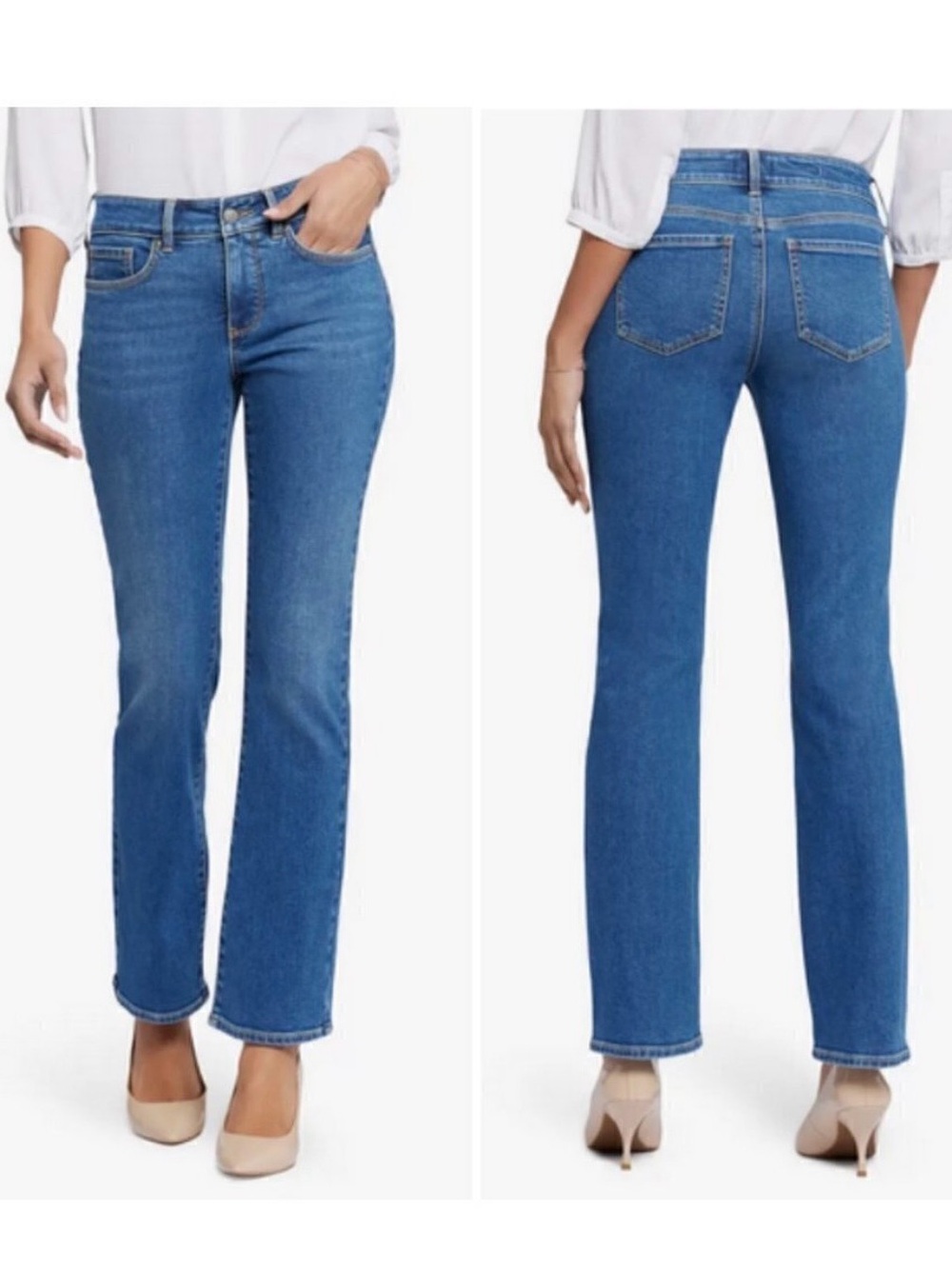 NYDJ Marilyn Straight Jeans Size 12 Stretchy denim Minimalist Comfort Slimming